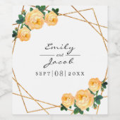 エレガント金ゴールドグリッタージオオレンジ結婚フローラ ワインラベル (シングルラベル)