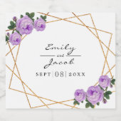 エレガント金ゴールドグリッタージオパープルフローラ結婚ズ ビールラベル (シングルラベル)