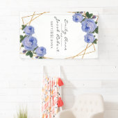 エレガント金ゴールドグリッタージオメトリブルーフローラ結婚ズ 横断幕 (インサイチュ)