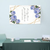 エレガント金ゴールドグリッタージオメトリブルーフローラ結婚ズ 横断幕 (トレードショー)