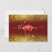 エレガント金ゴールドグリッタースクリプト葬儀サンキューカード サンキューカード (裏面)