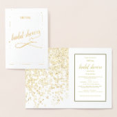 エレガント金ゴールドグリッタースパークリー仮想ブライダルシャワー 箔カード (ディスプレー)