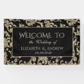 エレガント金ゴールドグリッタース結婚ワーズのバナー 横断幕 (横)