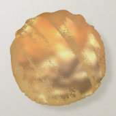 エレガント金ゴールドグリッターゼブラブラックアニマルプリント ラウンドクッション (裏面)