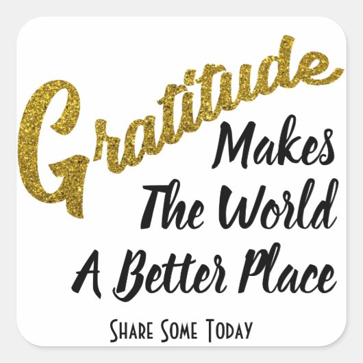 エレガント金ゴールドグリッタータイポグラフィ スクエアシール (正面)