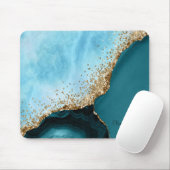 エレガント金ゴールドグリッターターコイズ マウスパッド (マウス)
