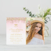 エレガント金ゴールドグリッターナースピン止め式  招待状 (スタンド正面)