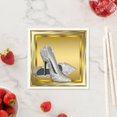 エレガント金ゴールドグリッターハイヒール スタンダードカクテルナプキン (インサイチュ)