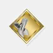 エレガント金ゴールドグリッターハイヒール スタンダードカクテルナプキン (角)