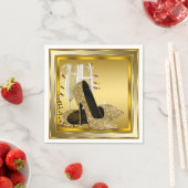 エレガント金ゴールドグリッターハイヒール スタンダードカクテルナプキン (インサイチュ)