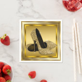 エレガント金ゴールドグリッターハイヒール スタンダードカクテルナプキン (インサイチュ)