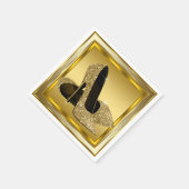 エレガント金ゴールドグリッターハイヒール スタンダードカクテルナプキン (角)