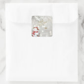 エレガント金ゴールドグリッターハート雪だるま スクエアシール (バッグ)