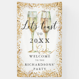 エレガント金ゴールドグリッターパーティーウェルカムバナー 横断幕