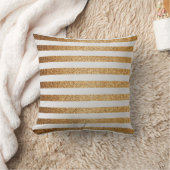 エレガント金ゴールドグリッターピンプストライプパターン クッション (ブランケット)