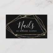 エレガント金ゴールドグリッターフレーム爪、 ネイル 名刺 (正面)
