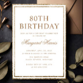 エレガント金ゴールドグリッターフレーム80th80誕生日 招待状