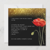 エレガント金ゴールドグリッターフローラすまん謝罪カード サンキューカード (正面)