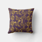 エレガント金ゴールドグリッターフローラガーデンパターン クッション (裏面)