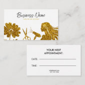 エレガント金ゴールドグリッターフローラ美容師 予約カード (正面/裏面)