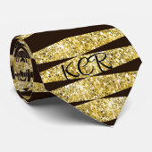 エレガント金ゴールドグリッターブラックアールデコパターン ネクタイ (ロール)