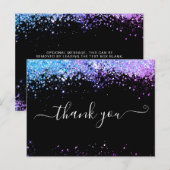 エレガント金ゴールドグリッターブラックサンキューカード ポストカード (正面/裏面)