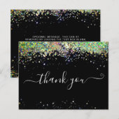 エレガント金ゴールドグリッターブラックサンキューカード ポストカード (正面/裏面)