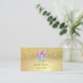 エレガント金ゴールドグリッターマカロン 名刺 (スタンド正面)