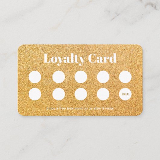 エレガント金ゴールドグリッターメイクアップアーティストロイヤリティカード ロイヤリティカード (正面)