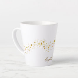 エレガント金ゴールドグリッターモノグラム名 カフェラテマグ