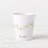 エレガント金ゴールドグリッターモノグラム名 カフェラテマグ (正面)