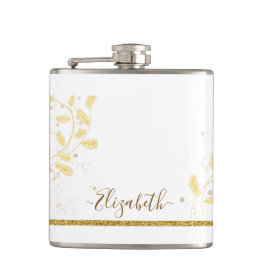 エレガント金ゴールドグリッターモノグラム名 フラスク