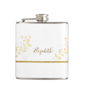 エレガント金ゴールドグリッターモノグラム名 フラスク (正面)