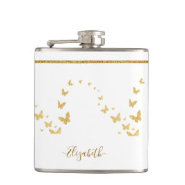 エレガント金ゴールドグリッターモノグラム名 フラスク