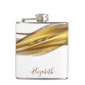 エレガント金ゴールドグリッターモノグラム名 フラスク (正面)