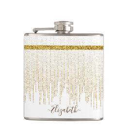 エレガント金ゴールドグリッターモノグラム名 フラスク