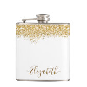 エレガント金ゴールドグリッターモノグラム名 フラスク (正面)