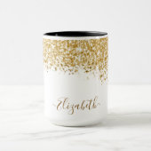 エレガント金ゴールドグリッターモノグラム名 マグカップ (中央)