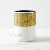 エレガント金ゴールドグリッターモノグラム名 マグカップ (中央)