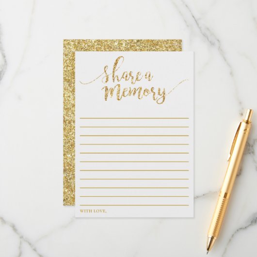 エレガント金ゴールドグリッター共有Aメモリカード アドバイスカード (正面/裏面インサイチュ)