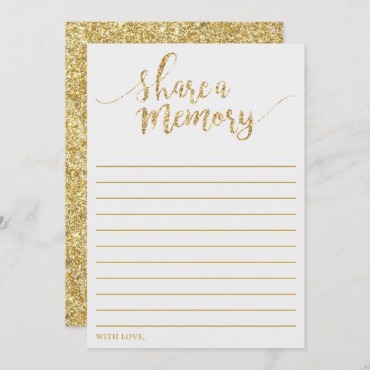 エレガント金ゴールドグリッター共有Aメモリカード アドバイスカード (正面/裏面)