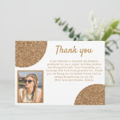 エレガント金ゴールドグリッター写真誕生日ありがとう サンキューカード (スタンド正面)