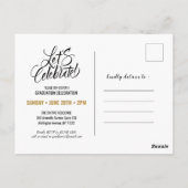 エレガント金ゴールドグリッター卒業党招待状 ポストカード (裏面)