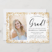 エレガント金ゴールドグリッター卒業党 招待状 (正面)