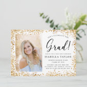 エレガント金ゴールドグリッター卒業党 招待状 (スタンド正面)