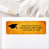 エレガント金ゴールドグリッター卒業差出人住所 ラベル (インサイチュ)