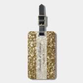 エレガント金ゴールドグリッター印刷結婚の ラゲッジタグ (正面縦)