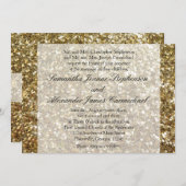 エレガント金ゴールドグリッター印刷結婚の 招待状 (正面/裏面)