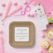 エレガント金ゴールドグリッター名婚約パーティ ペーパープレート (パーティー)
