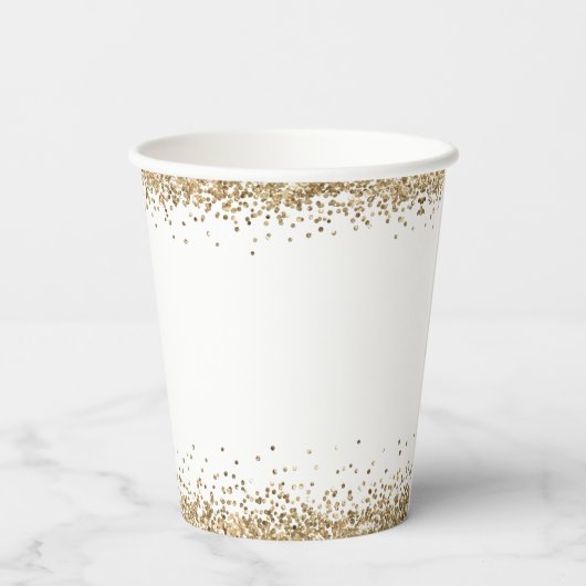 エレガント金ゴールドグリッター名日付40番目のパーティーページ 紙コップ (裏面)